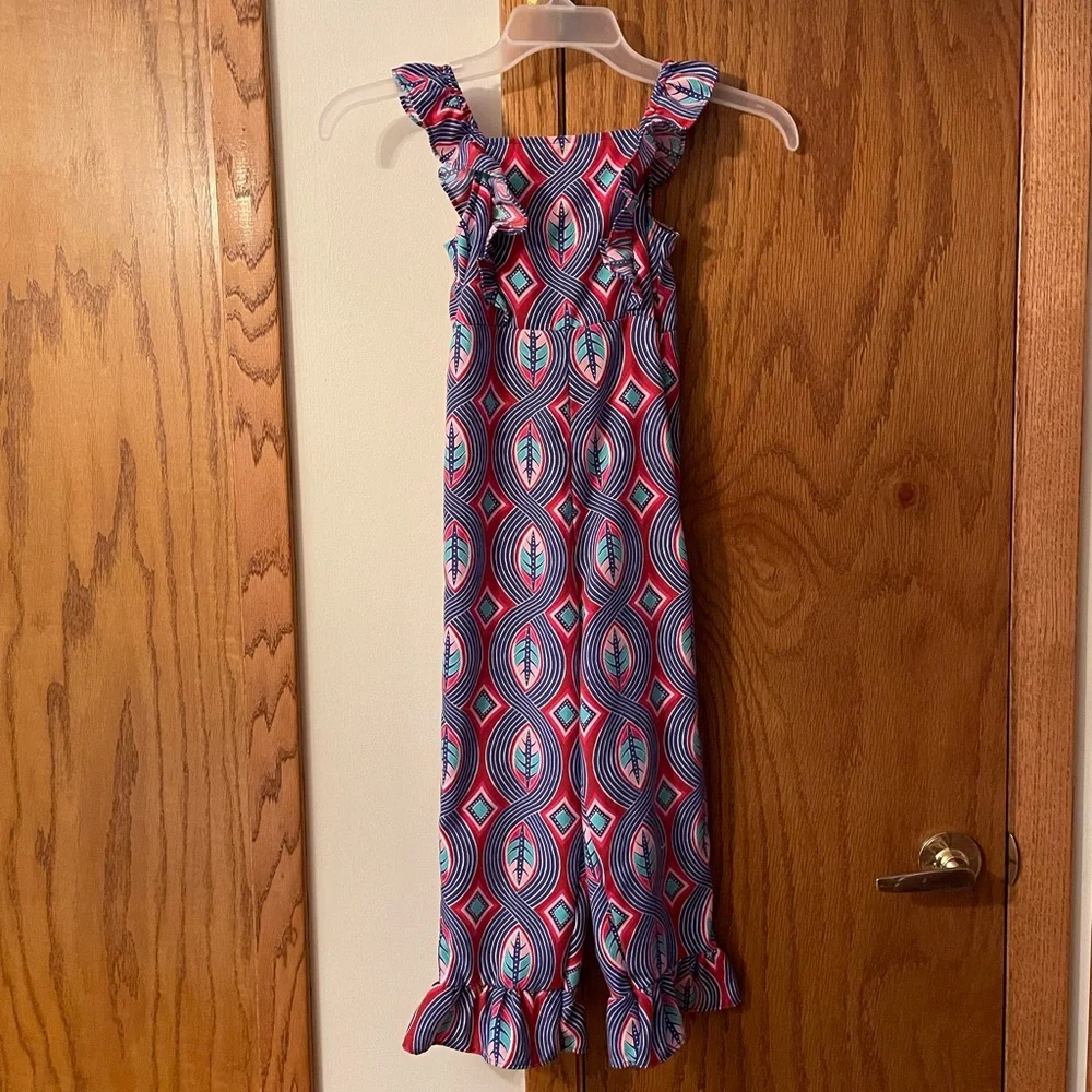 GENUINE KIDS by OSHKOSH UGC Girls Size 5t Purple Red Blue Sleeveless Romper leaf - Picture 9 of 12